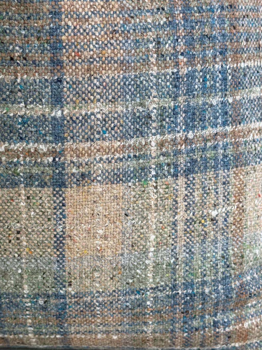 Blue and Beige Plaid Pillow Cover, Wool-Look Check Cushion, Rustic Farmhouse Pillow, Cozy Cabin Decor, Tartan Accent, Neutral Plaid Cushion