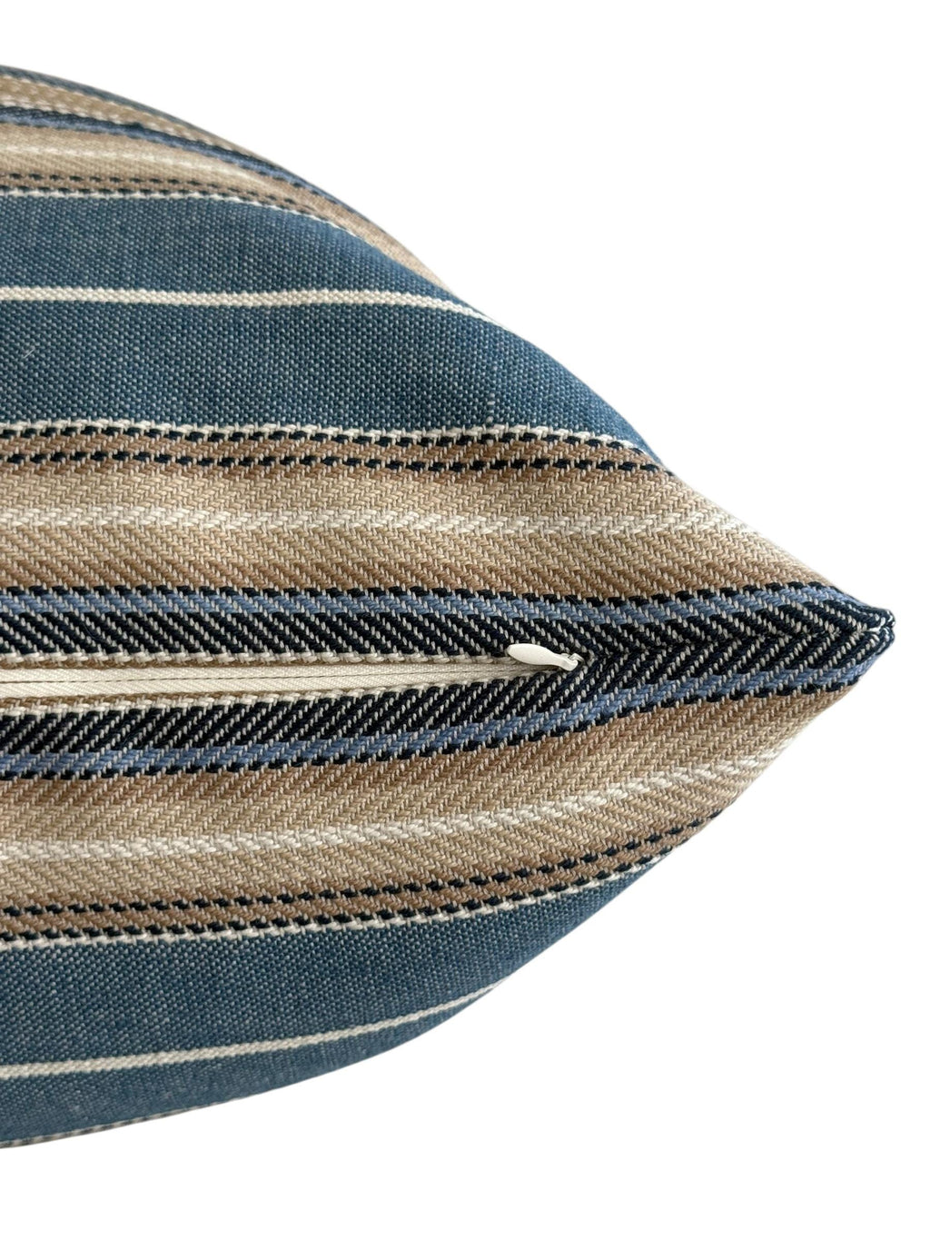 Blue Beige Striped Woven Pillow Cover, Coastal Farmhouse Decor