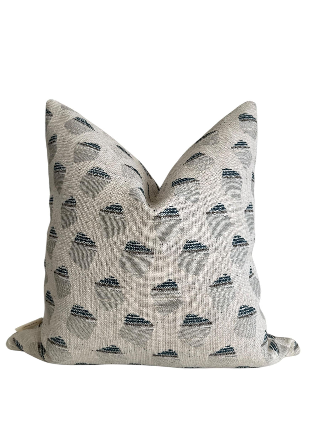Geometric Woven Pillow Cover, Gray Blue Acorn Print, Modern Farmhouse Decor
