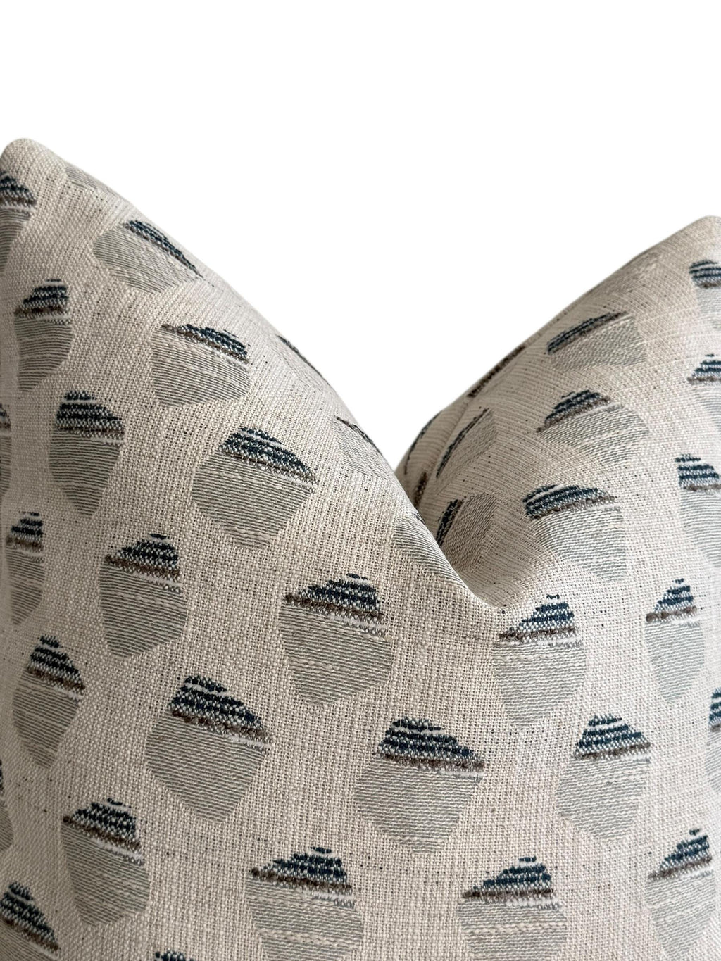 Geometric Woven Pillow Cover, Gray Blue Acorn Print, Modern Farmhouse Decor