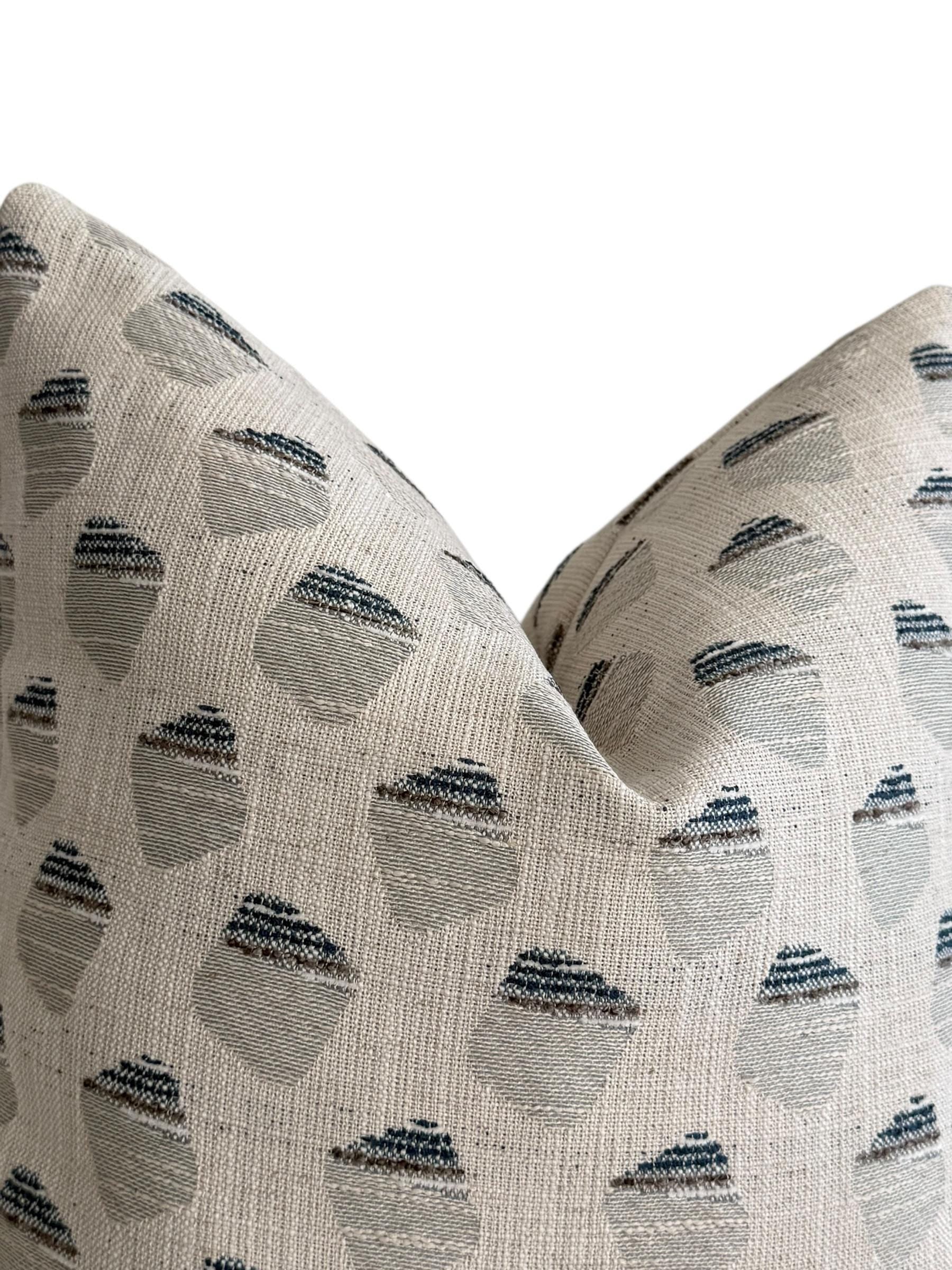 Geometric Woven Pillow Cover, Gray Blue Acorn Print, Modern Farmhouse Decor