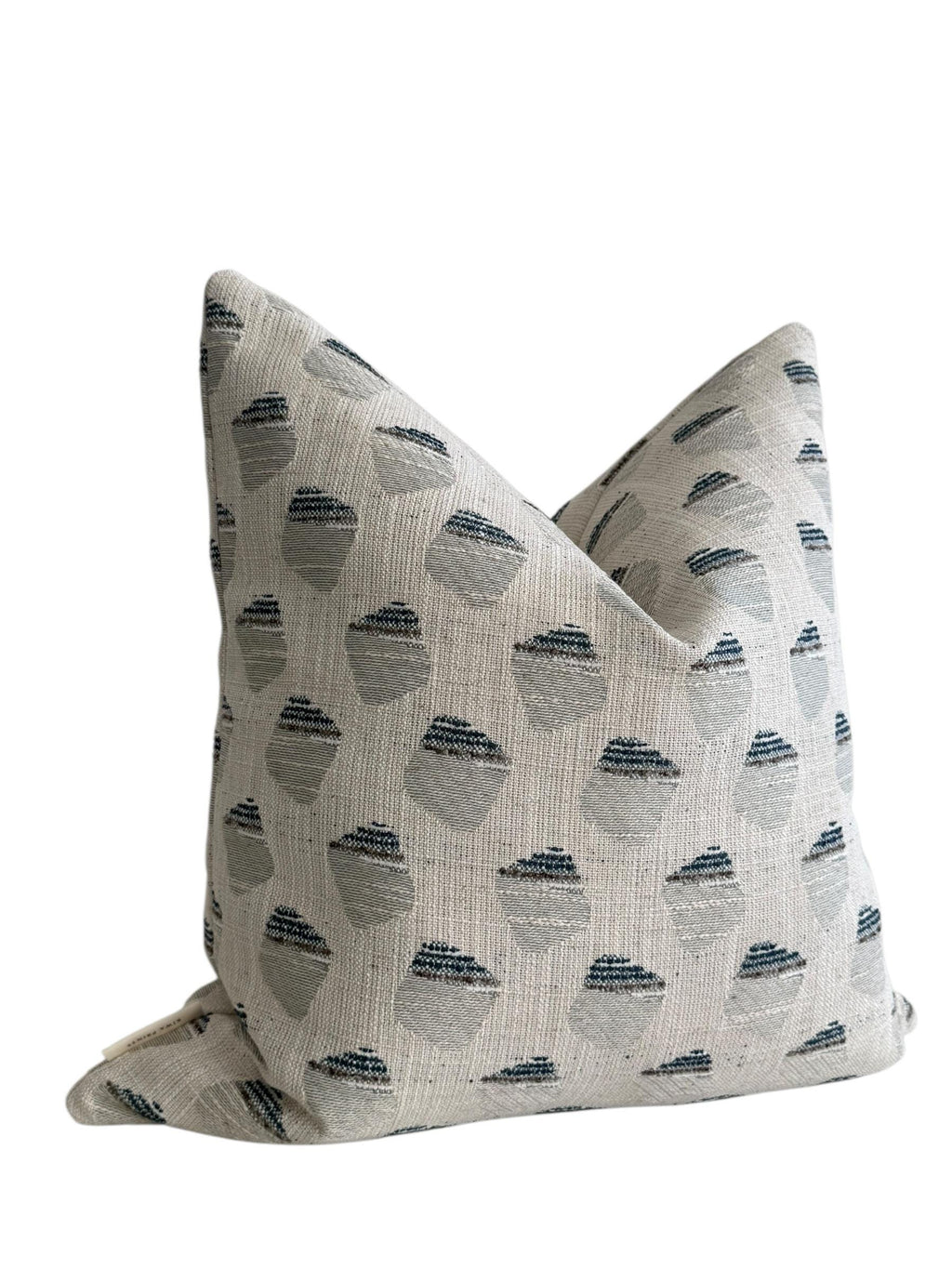 Geometric Woven Pillow Cover, Gray Blue Acorn Print, Modern Farmhouse Decor