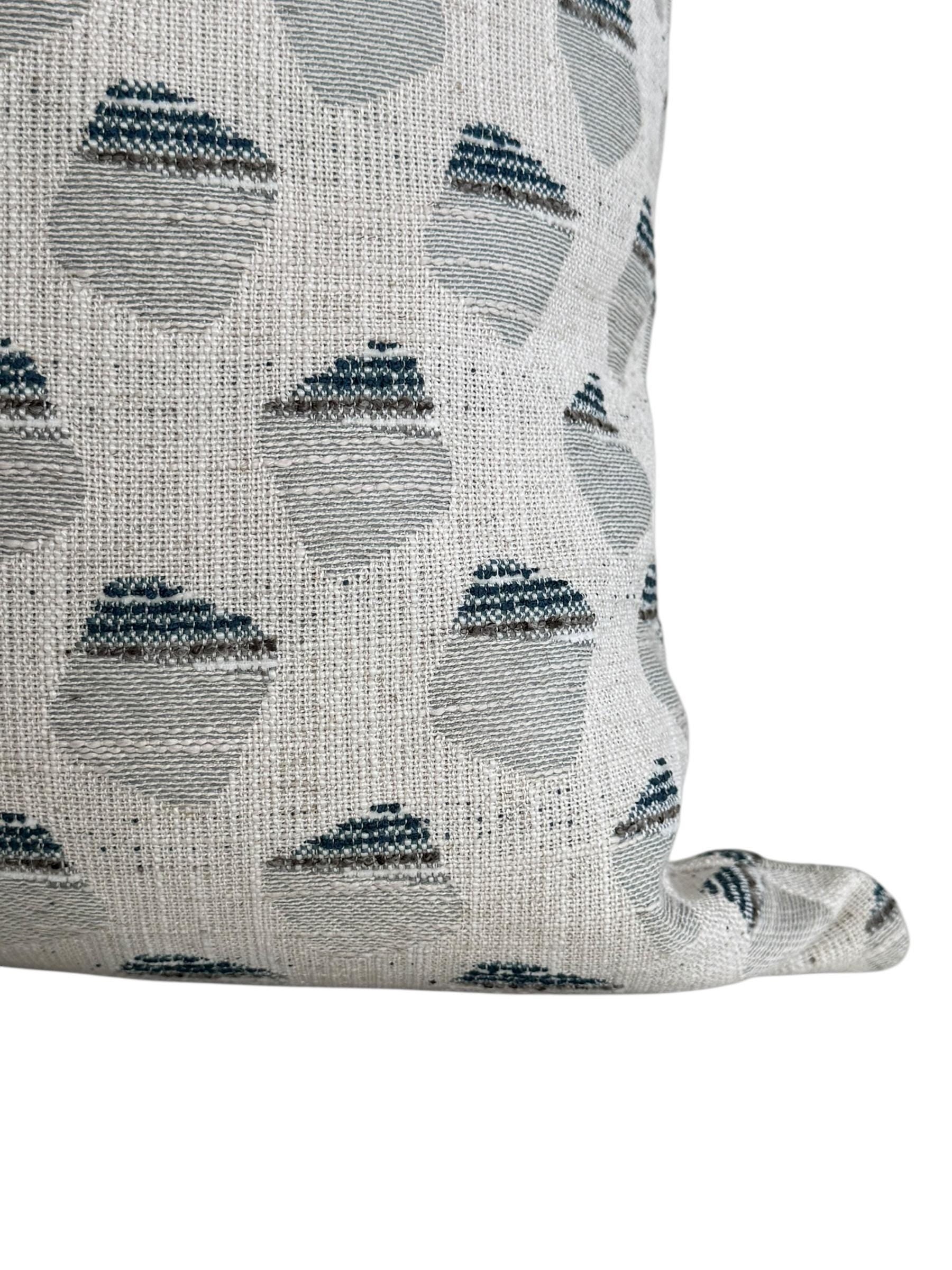 Geometric Woven Pillow Cover, Gray Blue Acorn Print, Modern Farmhouse Decor