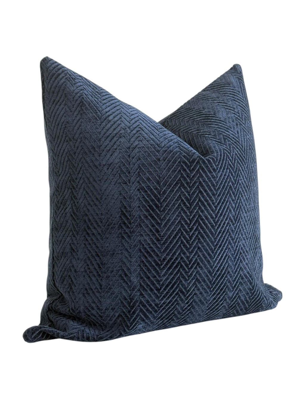 Navy Blue Velvet Pillow Cover, Herringbone Textured Cushion, Modern Luxury Throw Pillow, Soft Velvet Sofa Decor, Deep Blue Accent Pillow