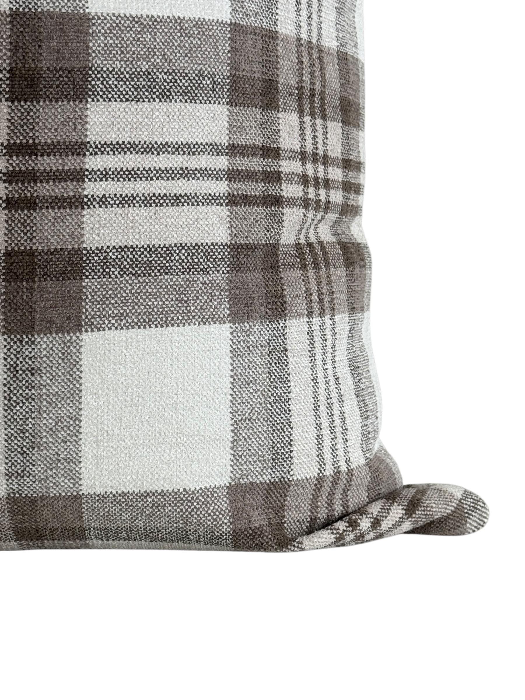 Brown and Cream Plaid Pillow Cover, Neutral Check Cushion, Rustic Farmhouse Throw Pillow, Cozy Cabin Decor, Wool-Look Tartan Pillow