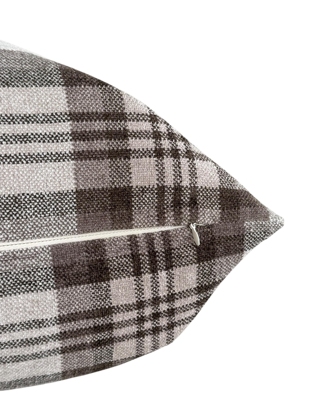 Brown and Cream Plaid Pillow Cover, Neutral Check Cushion, Rustic Farmhouse Throw Pillow, Cozy Cabin Decor, Wool-Look Tartan Pillow