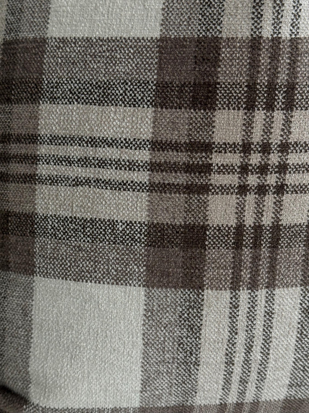 Brown and Cream Plaid Pillow Cover, Neutral Check Cushion, Rustic Farmhouse Throw Pillow, Cozy Cabin Decor, Wool-Look Tartan Pillow