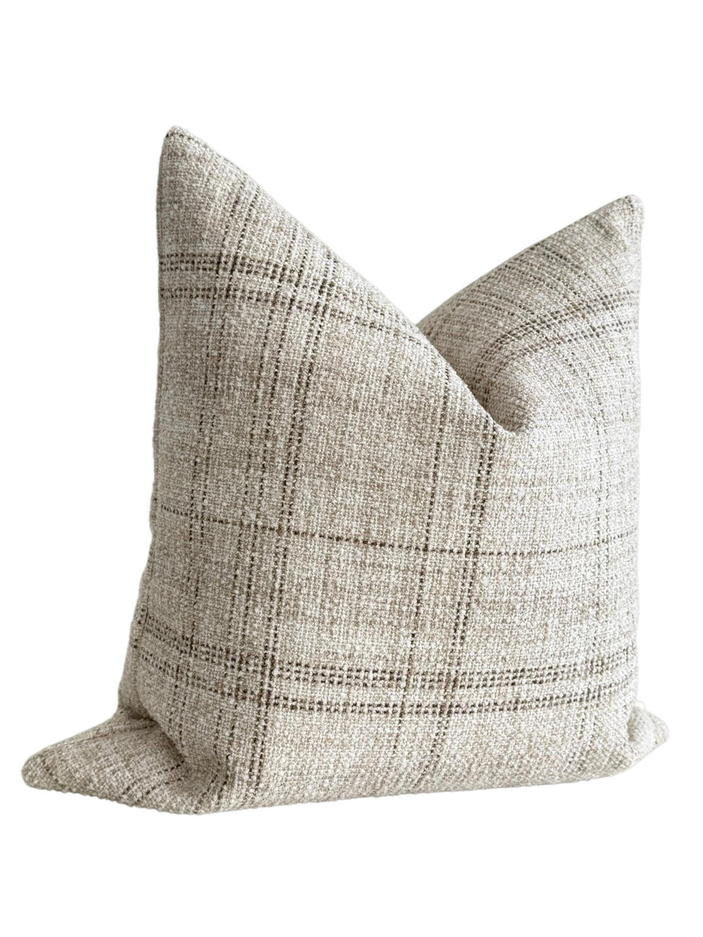Neutral Plaid Pillow Cover, Beige and Gray Textured Cushion, Modern Farmhouse Throw Pillow, Minimalist Sofa Decor, Linen Look Accent Pillow
