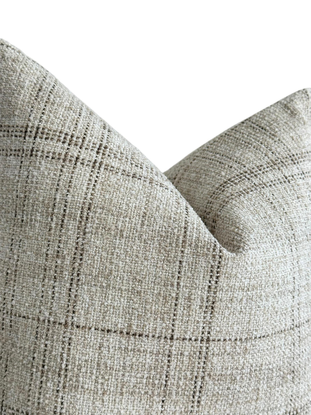 Neutral Plaid Pillow Cover, Beige and Gray Textured Cushion, Modern Farmhouse Throw Pillow, Minimalist Sofa Decor, Linen Look Accent Pillow