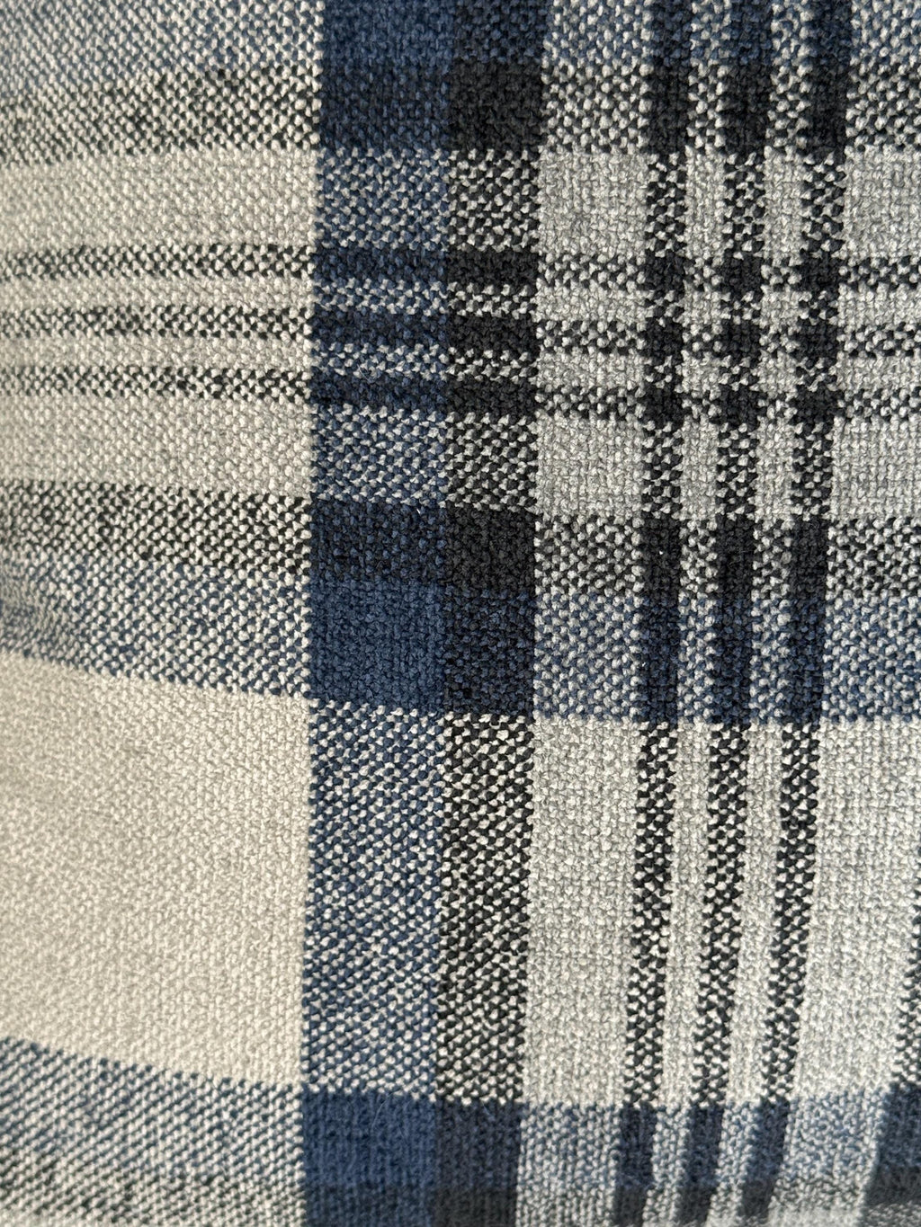 Blue and Gray Plaid Pillow Cover, Wool-Look Check Cushion, Modern Farmhouse Throw Pillow, Cozy Cabin Decor, Navy Tartan Accent Pillow