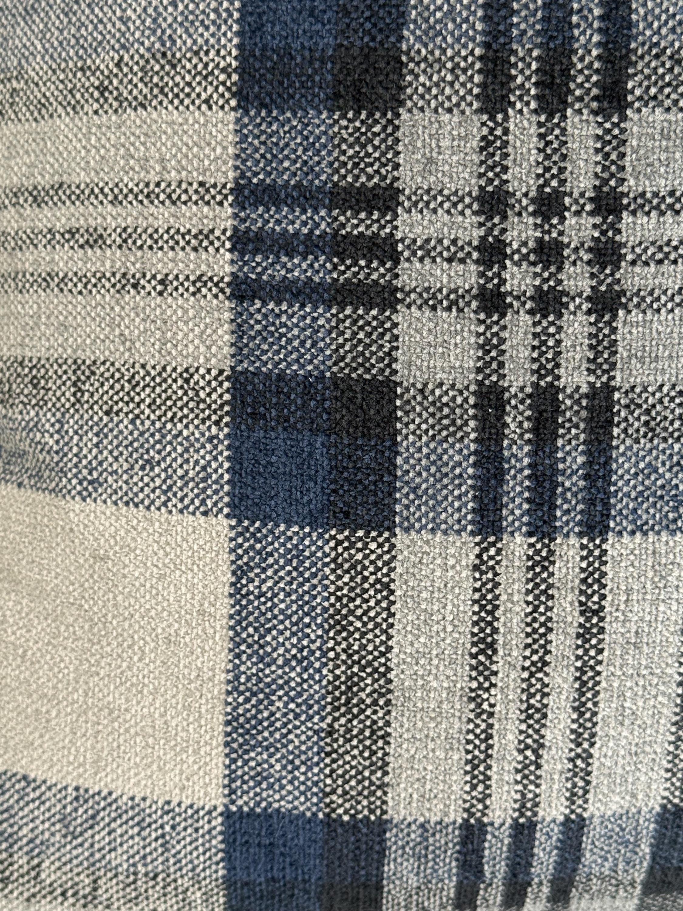 Blue and Gray Plaid Pillow Cover, Wool-Look Check Cushion, Modern Farmhouse Throw Pillow, Cozy Cabin Decor, Navy Tartan Accent Pillow