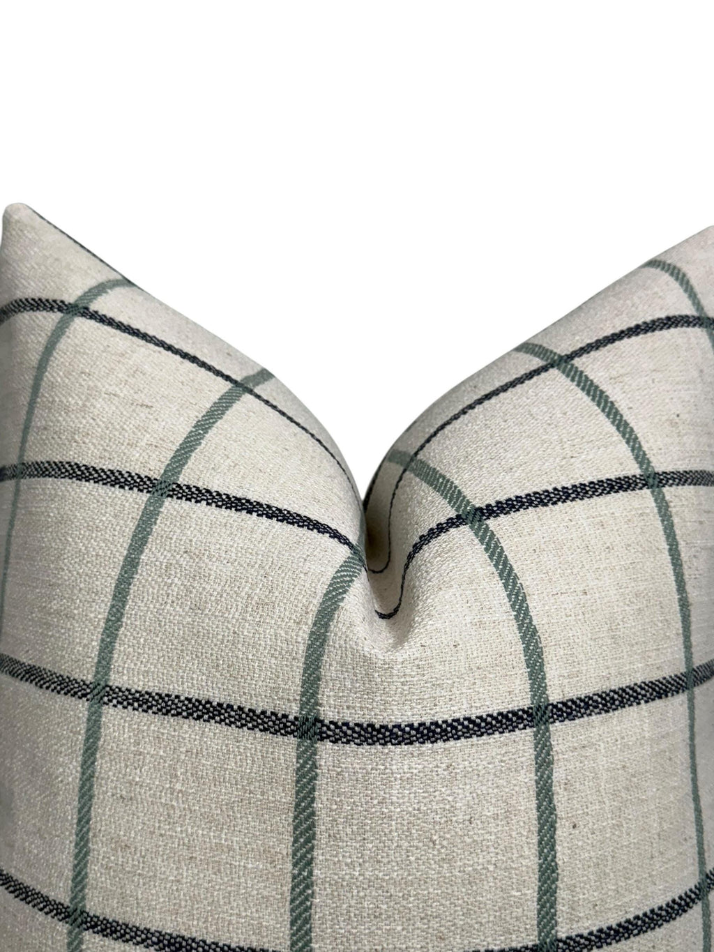 Cream Plaid Pillow Cover: Modern Farmhouse Green-Blue Check Cushion