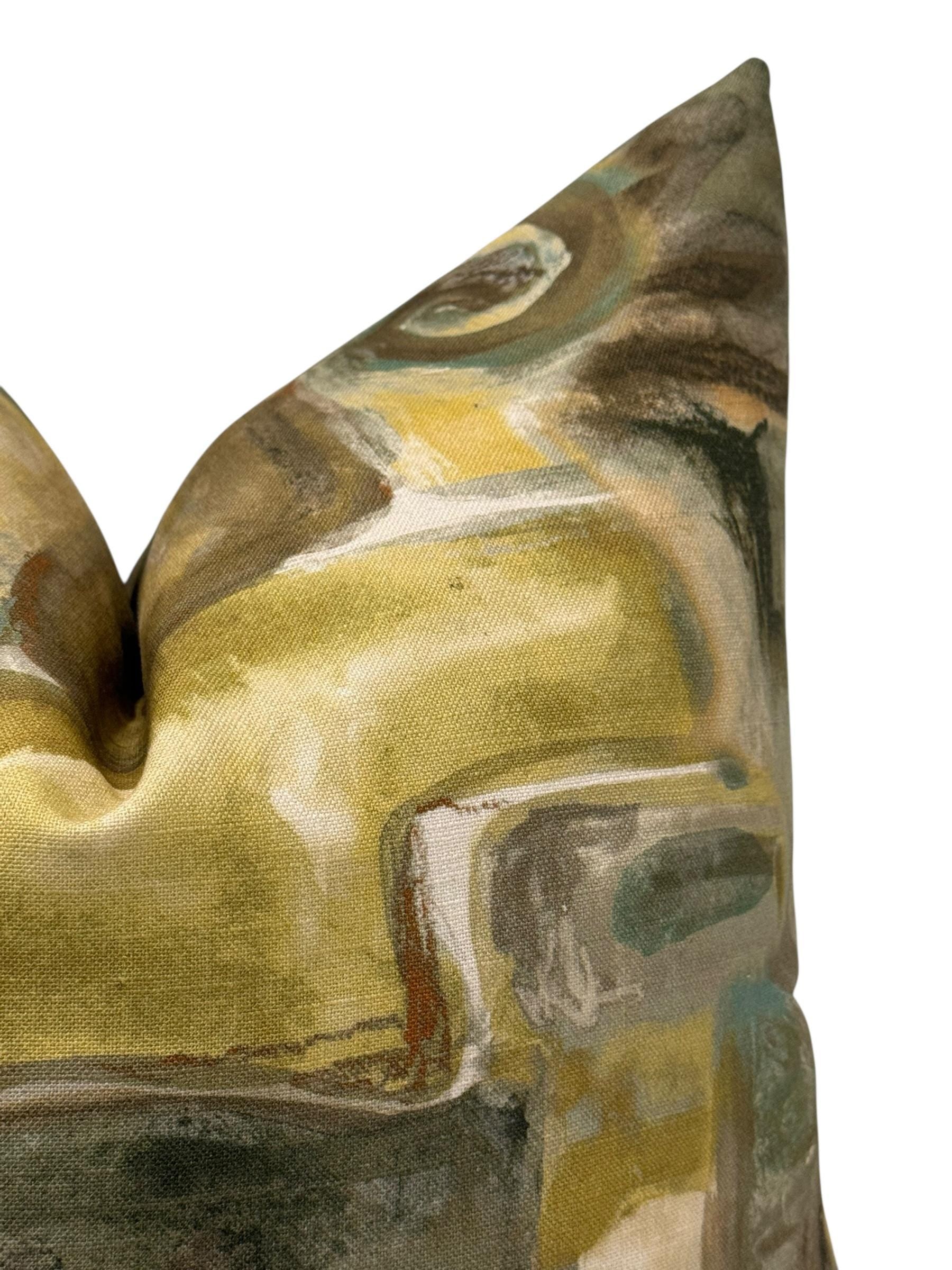 Abstract Pillow Cover, Modern Earth Tone Throw Pillow, Olive Green Decorative Cushion, Verdant Stone Modern Pillow Cover, Neutral Art Pillow