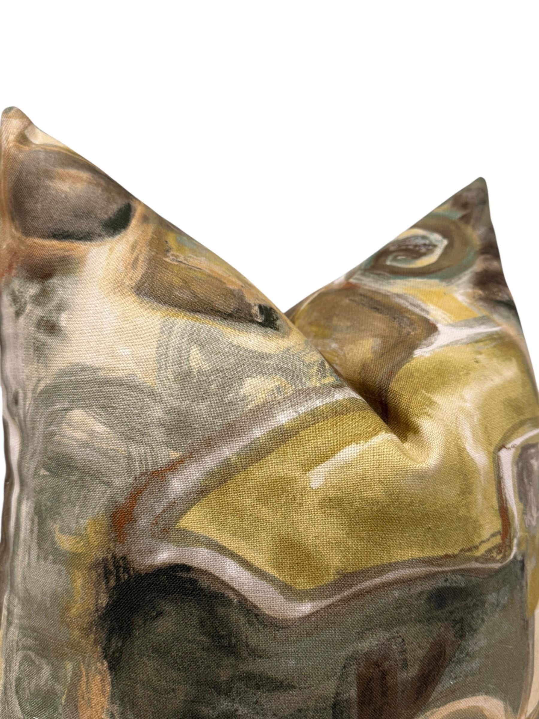 Abstract Pillow Cover, Modern Earth Tone Throw Pillow, Olive Green Decorative Cushion, Verdant Stone Modern Pillow Cover, Neutral Art Pillow