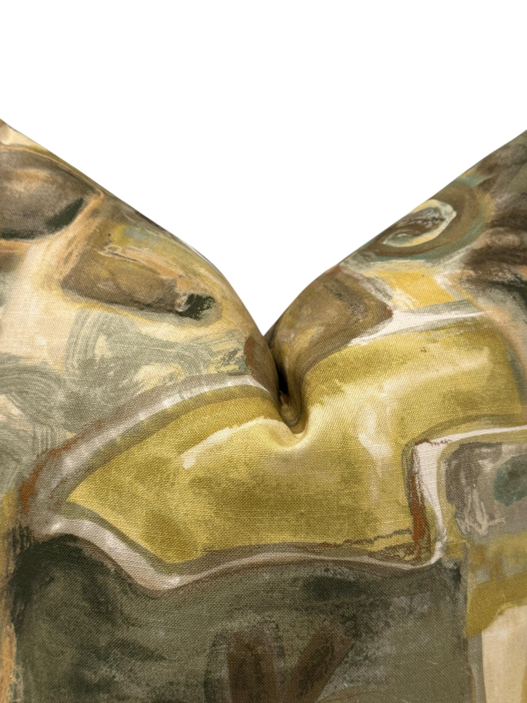 Abstract Pillow Cover, Modern Earth Tone Throw Pillow, Olive Green Decorative Cushion, Verdant Stone Modern Pillow Cover, Neutral Art Pillow