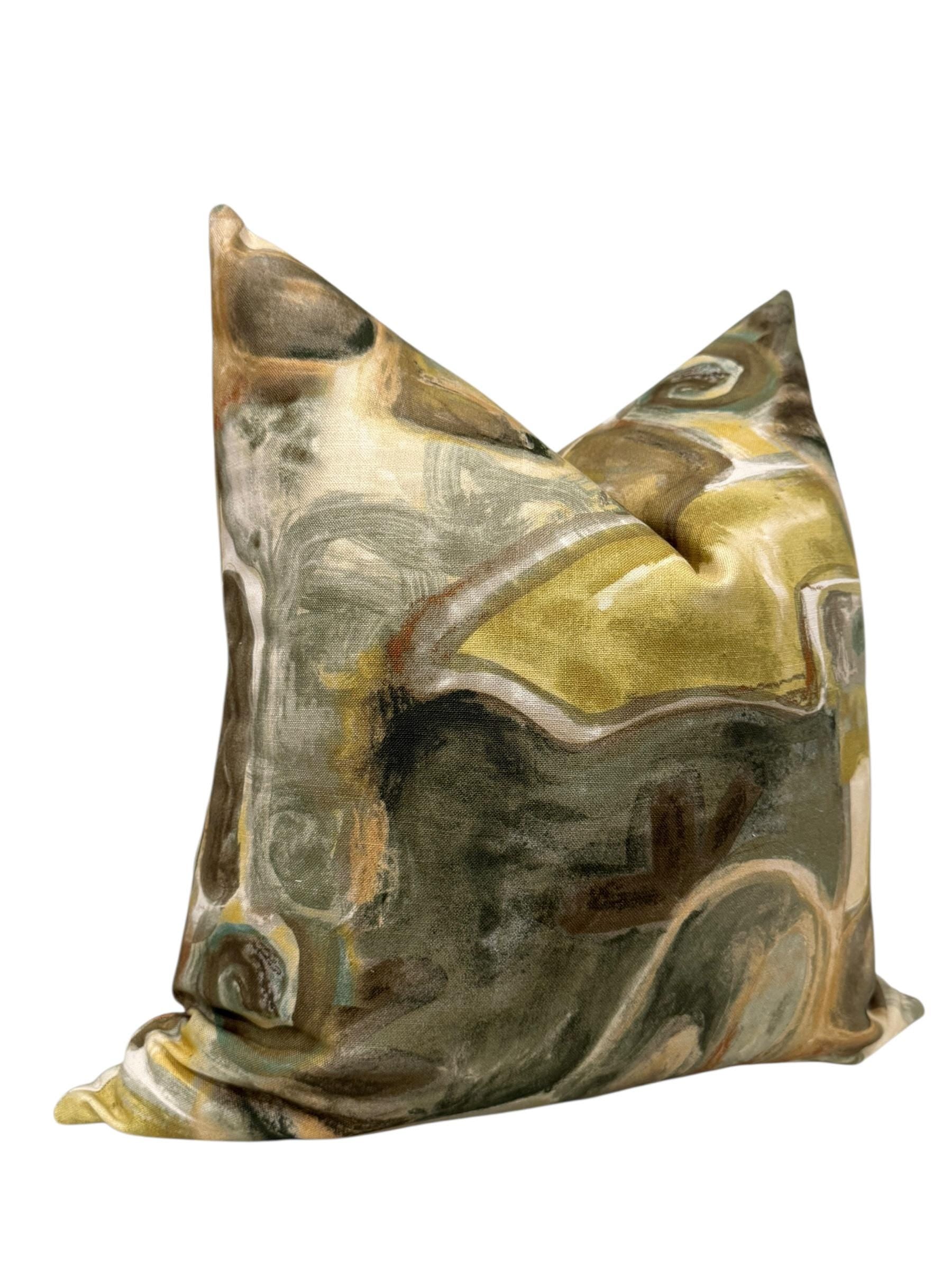 Abstract Pillow Cover, Modern Earth Tone Throw Pillow, Olive Green Decorative Cushion, Verdant Stone Modern Pillow Cover, Neutral Art Pillow