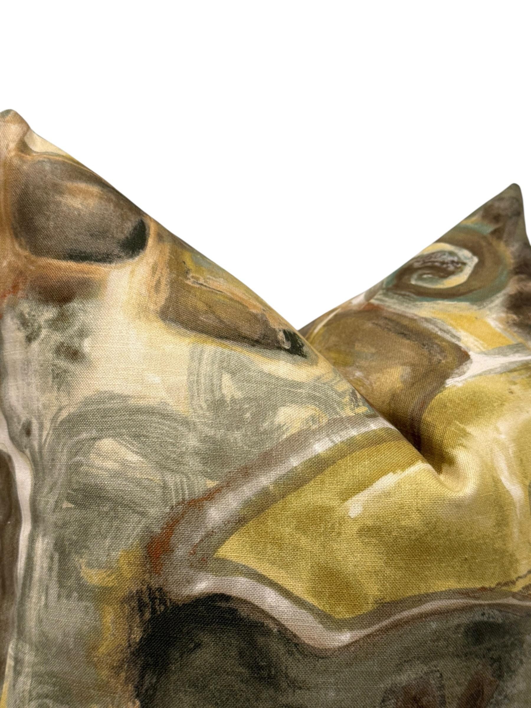 Abstract Pillow Cover, Modern Earth Tone Throw Pillow, Olive Green Decorative Cushion, Verdant Stone Modern Pillow Cover, Neutral Art Pillow