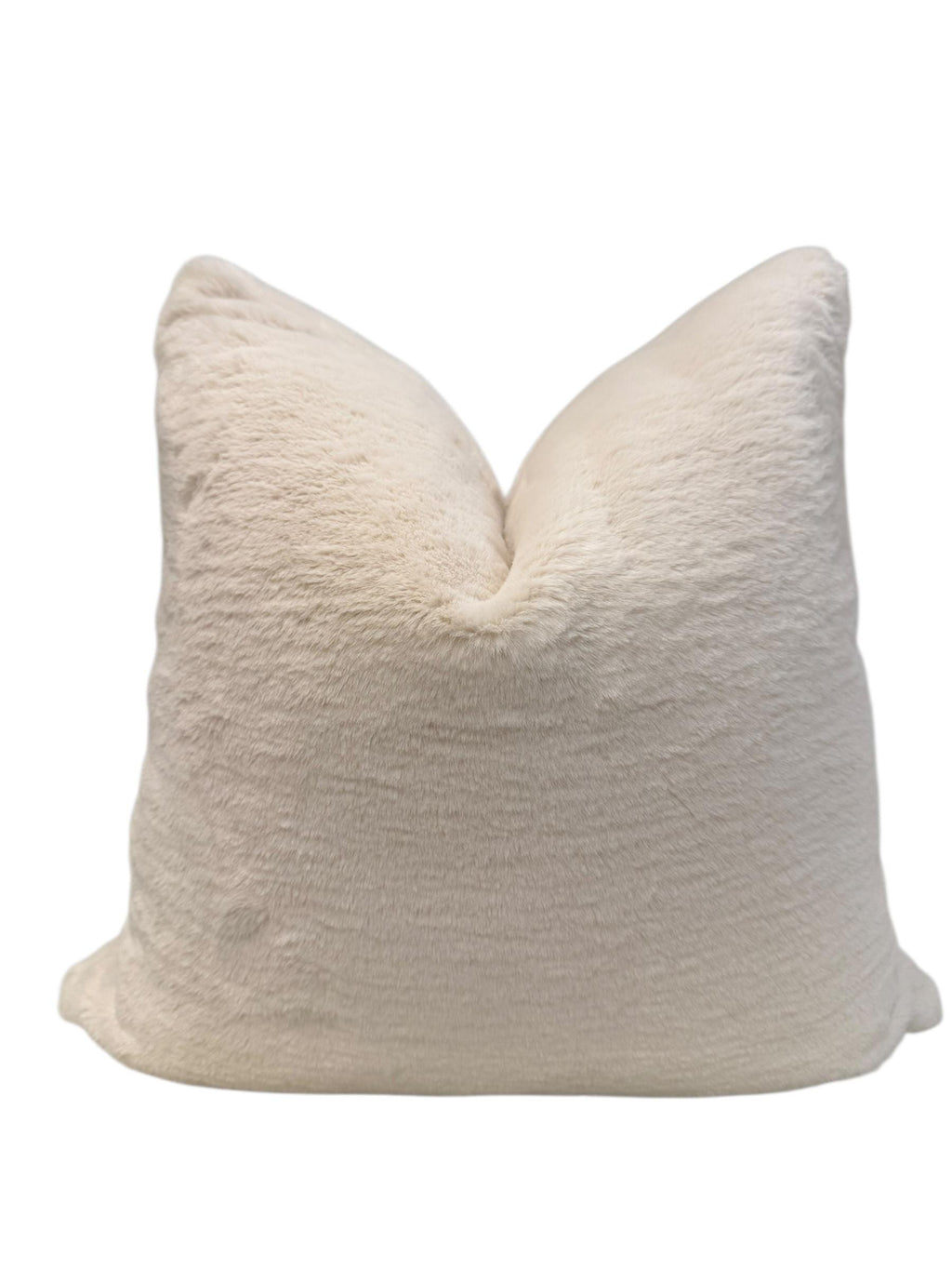 Handmade Ivory Faux Fur Pillow Cover, Plush Neutral Cushion