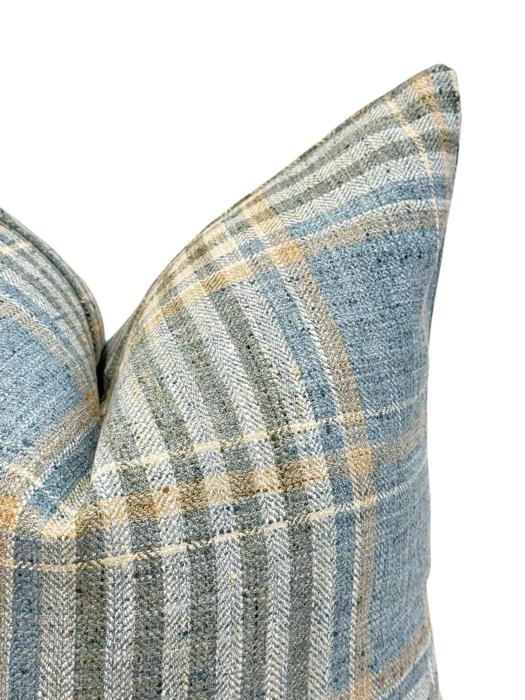 Blue Plaid Pillow Cover, Coastal Farmhouse Accent, Handmade USA