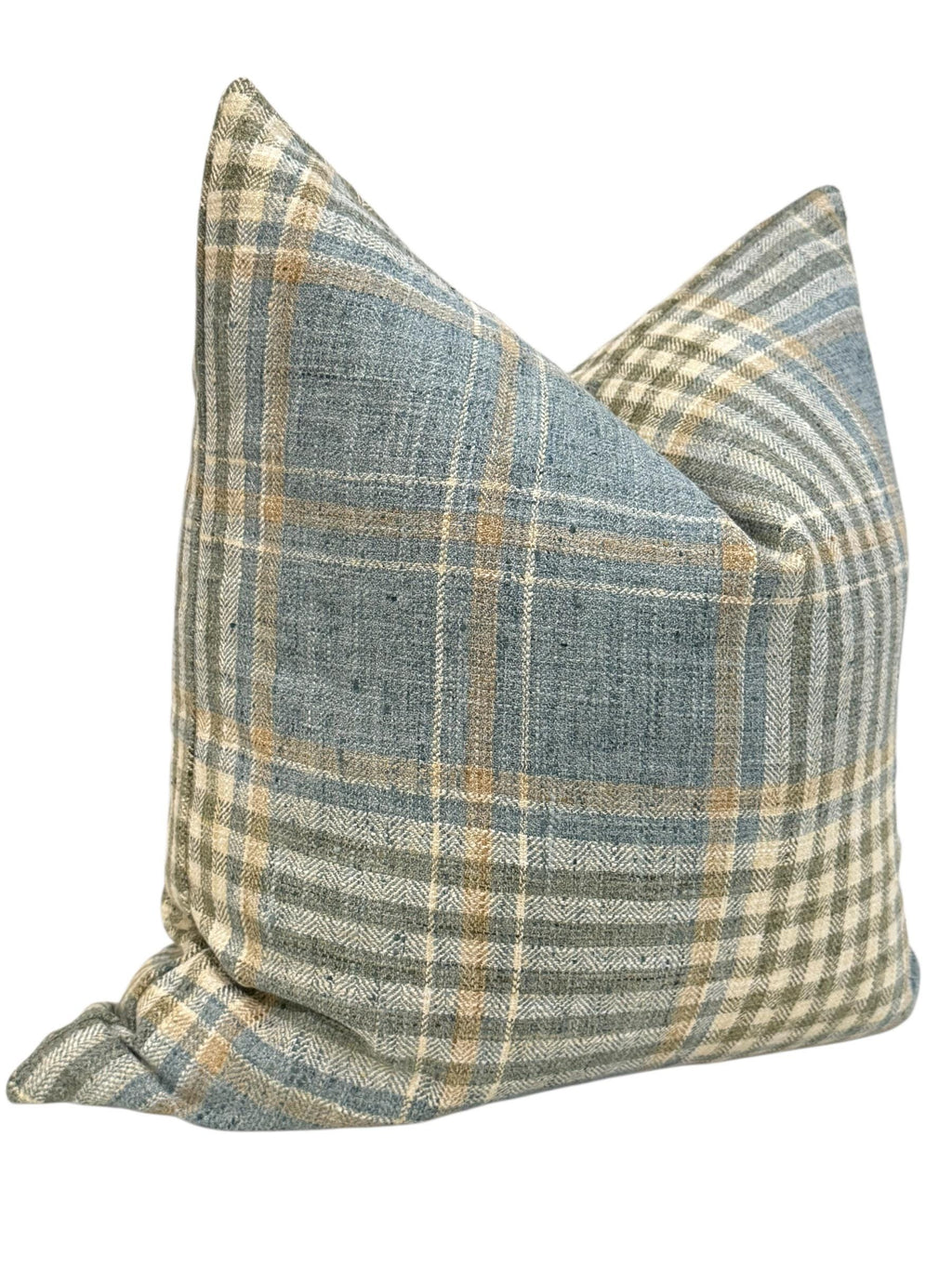 Blue Plaid Pillow Cover, Coastal Farmhouse Accent, Handmade USA