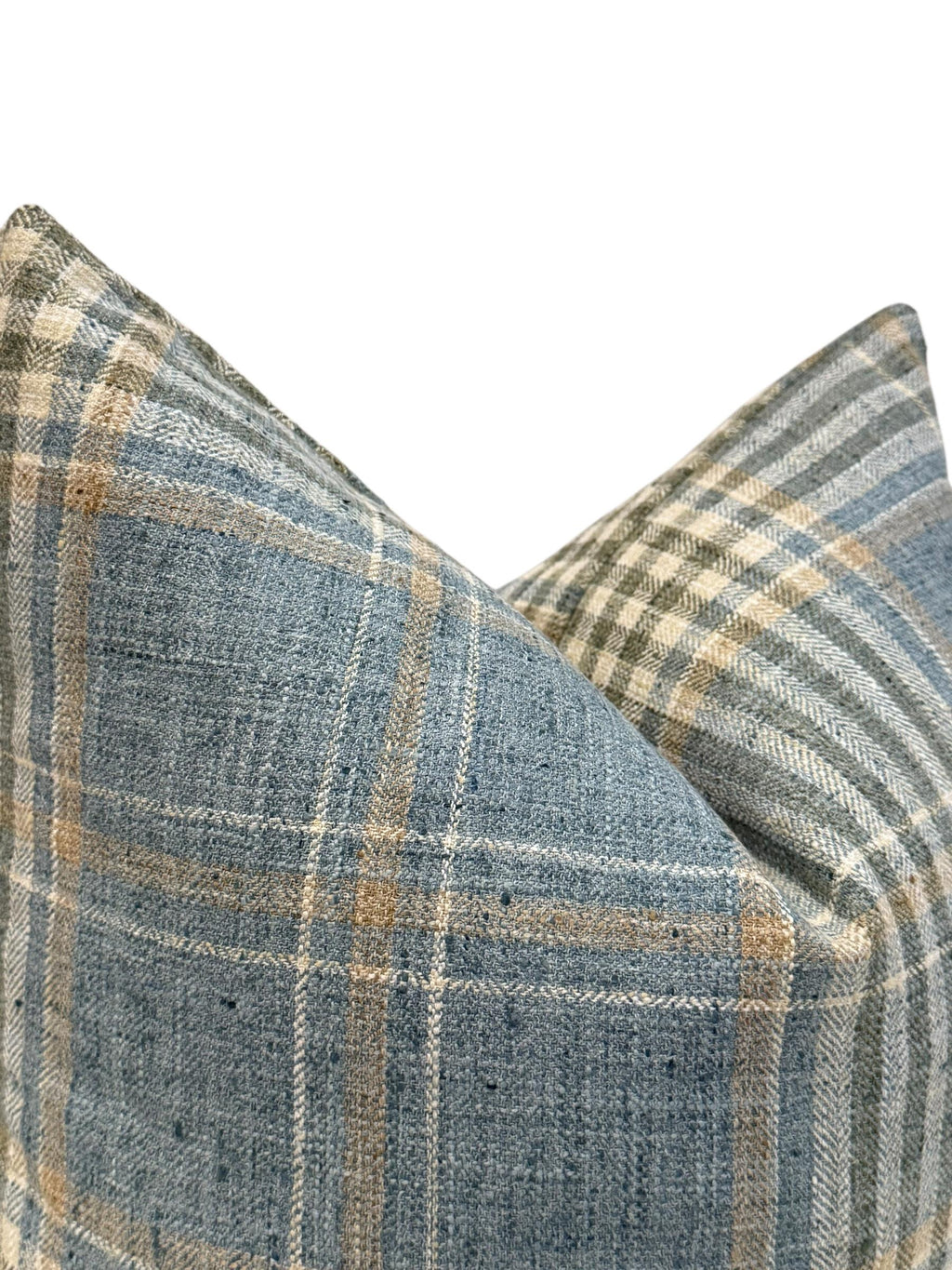 Blue Plaid Pillow Cover, Coastal Farmhouse Accent, Handmade USA