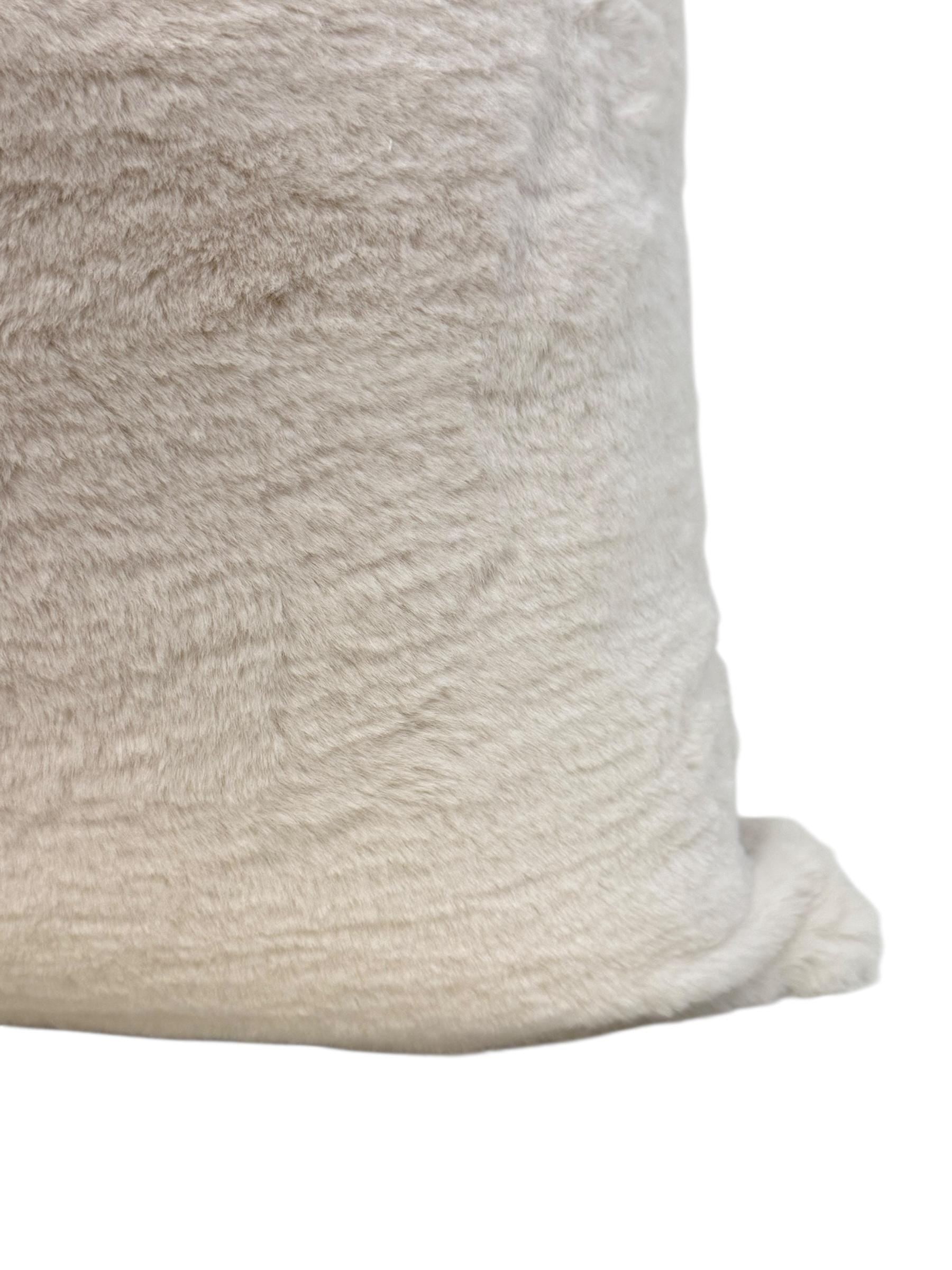Handmade Ivory Faux Fur Pillow Cover, Plush Neutral Cushion