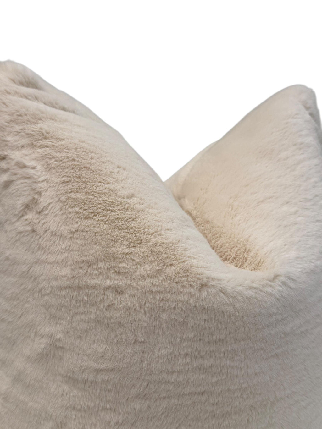 Handmade Ivory Faux Fur Pillow Cover, Plush Neutral Cushion