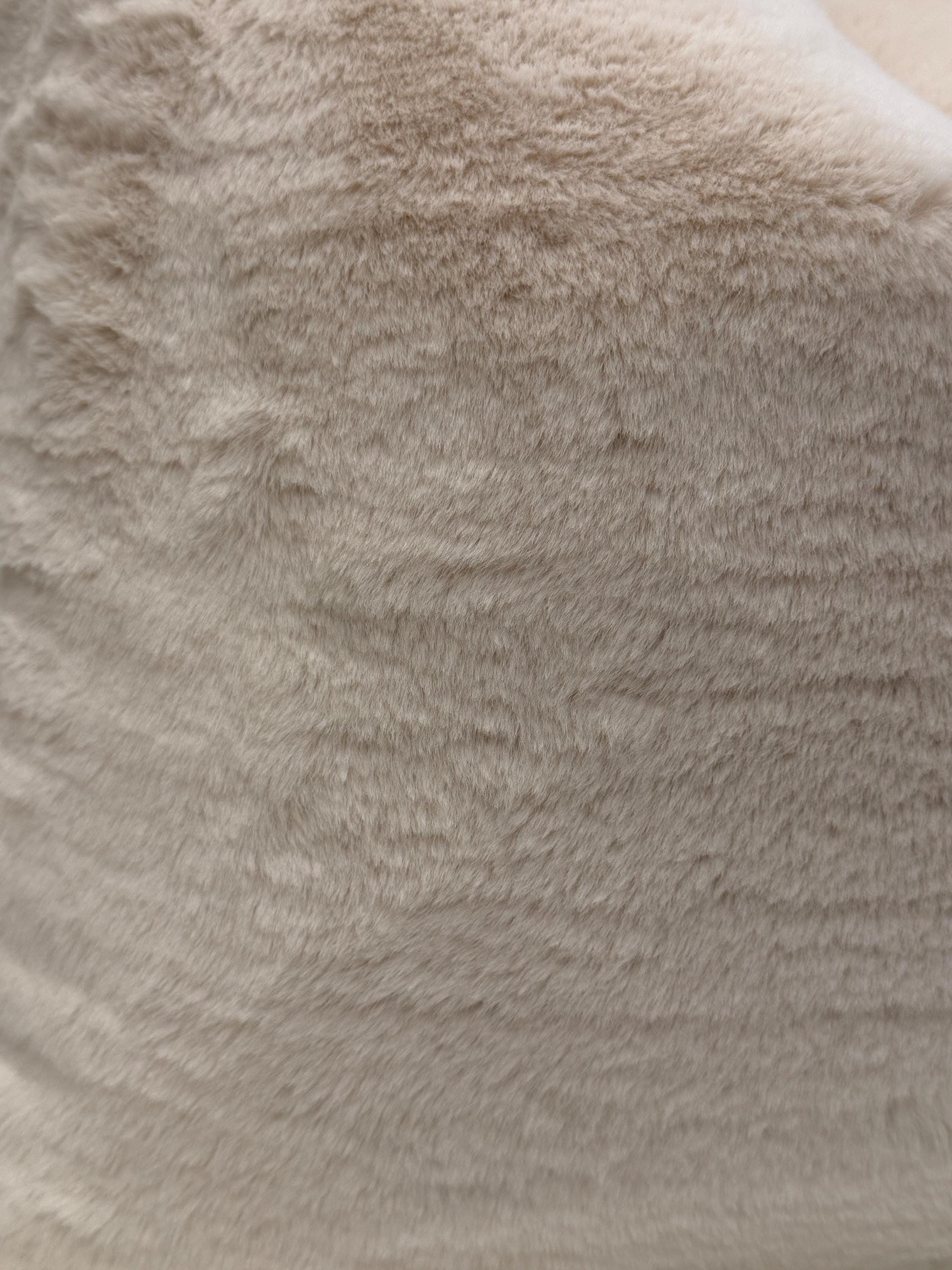 Handmade Ivory Faux Fur Pillow Cover, Plush Neutral Cushion