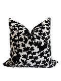 Velvet Bunny Botanical Pillow Cover, Raised Black Floral Throw Cushion