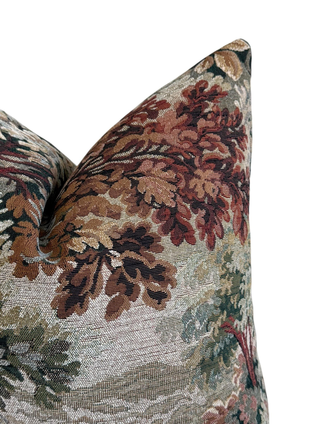 Vintage Landscape Tapestry Pillow Cover, European Floral Scenic Cushion, Handmade USA