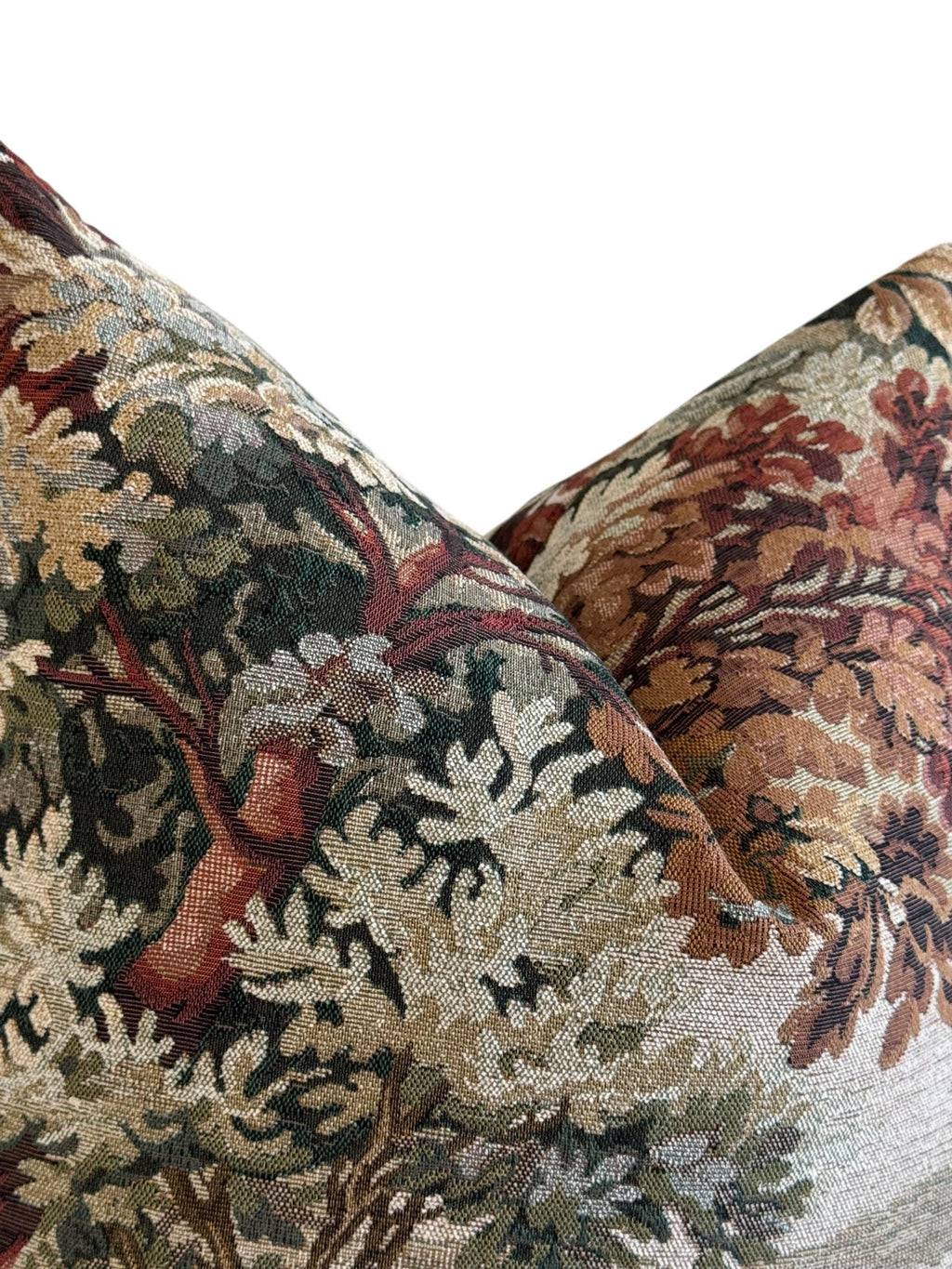 Vintage Landscape Tapestry Pillow Cover, European Floral Scenic Cushion, Handmade USA