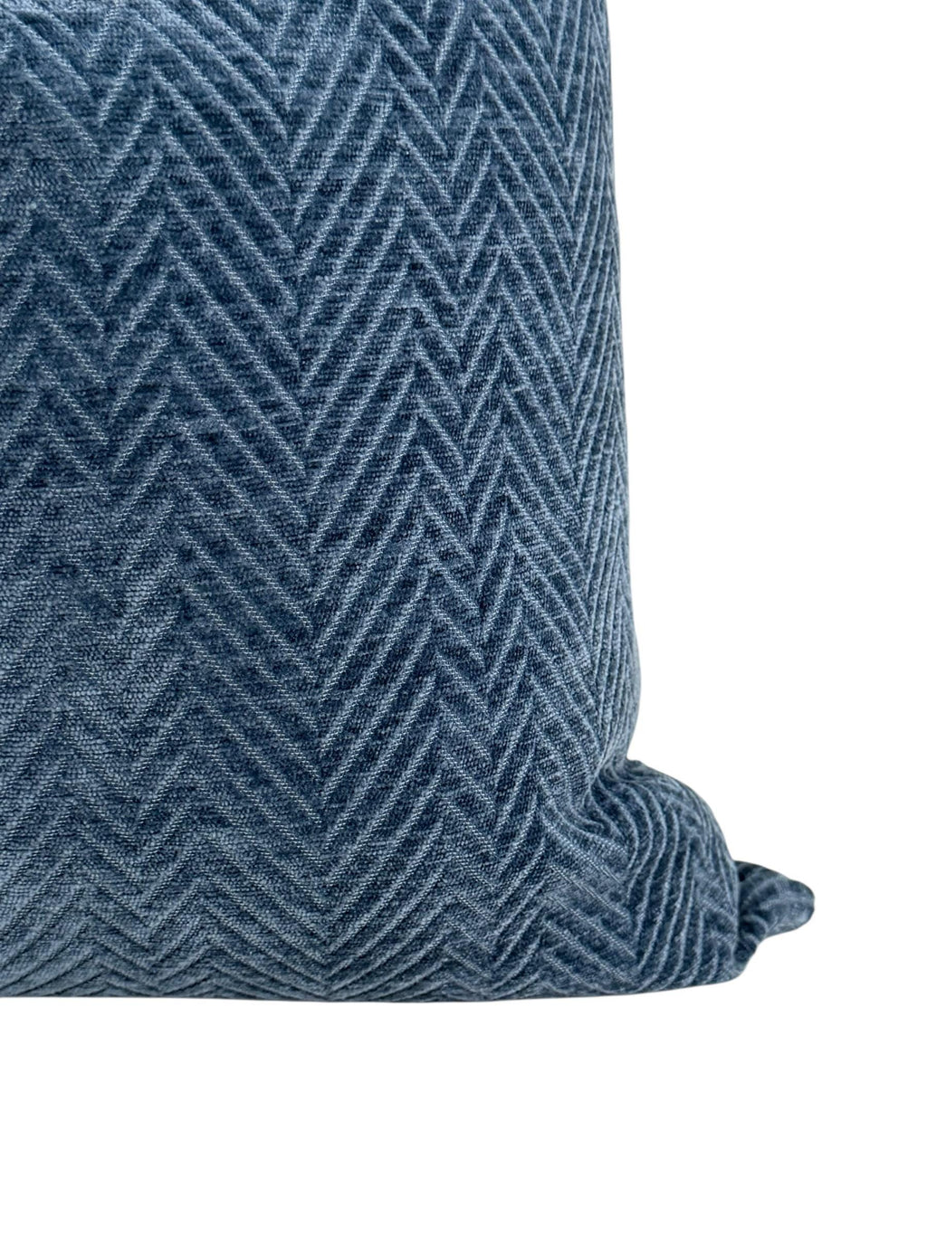 Slate Blue Herringbone Velvet Pillow Cover, Textured Modern Accent Cushion