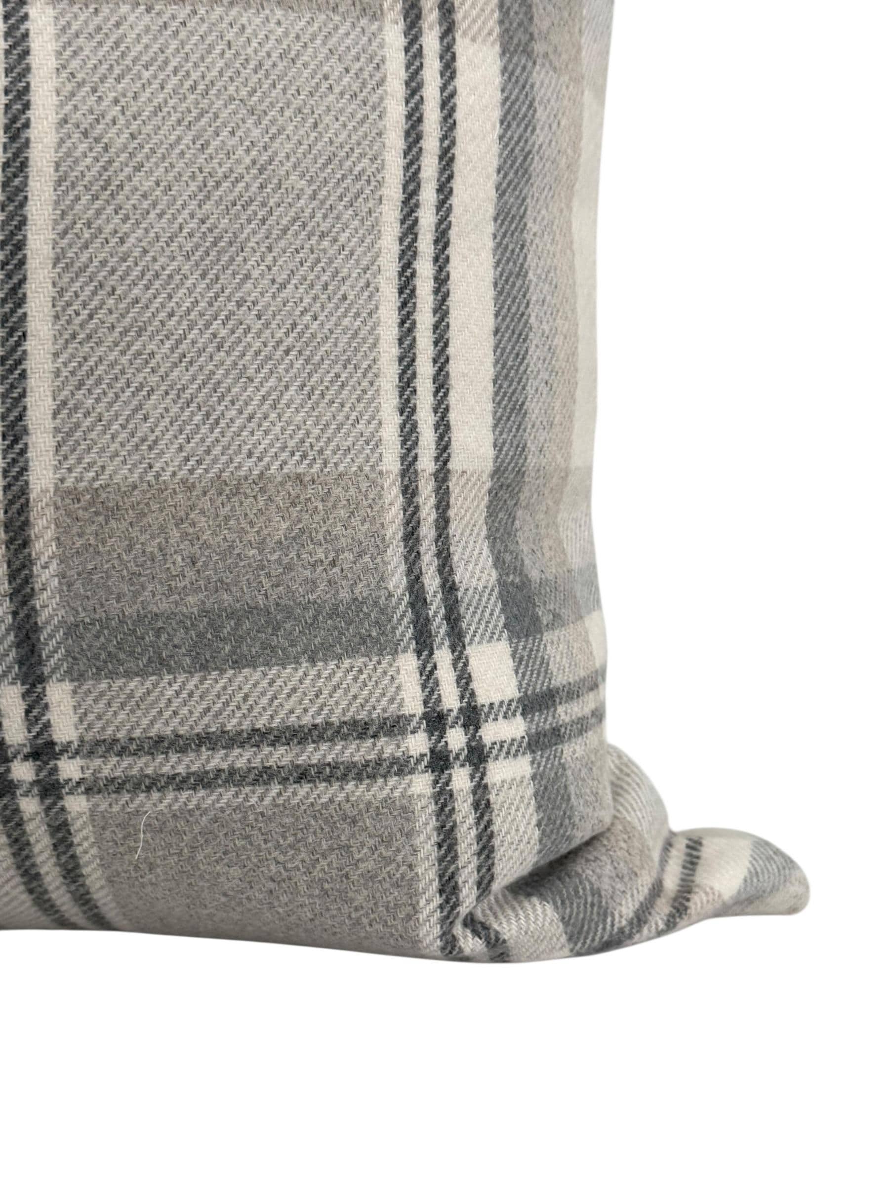 Neutral Plaid Pillow Cover, Gray Beige Farmhouse Cushion, Modern Rustic Decor
