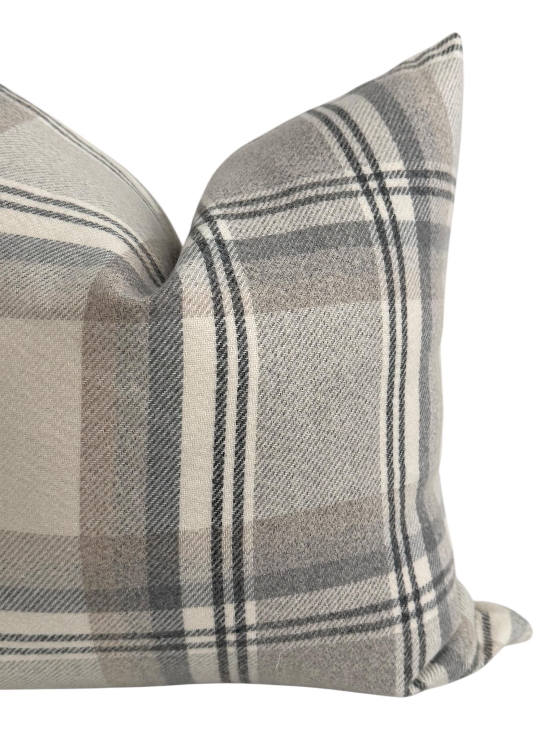 Neutral Plaid Pillow Cover, Gray Beige Farmhouse Cushion, Modern Rustic Decor