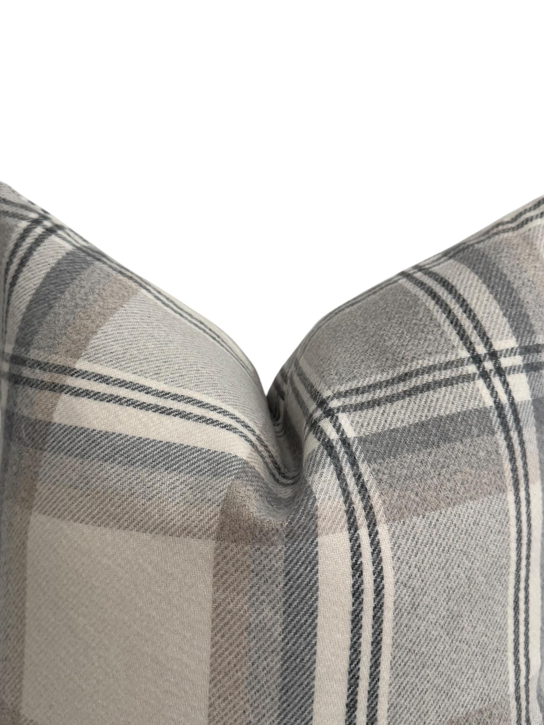 Neutral Plaid Pillow Cover, Gray Beige Farmhouse Cushion, Modern Rustic Decor