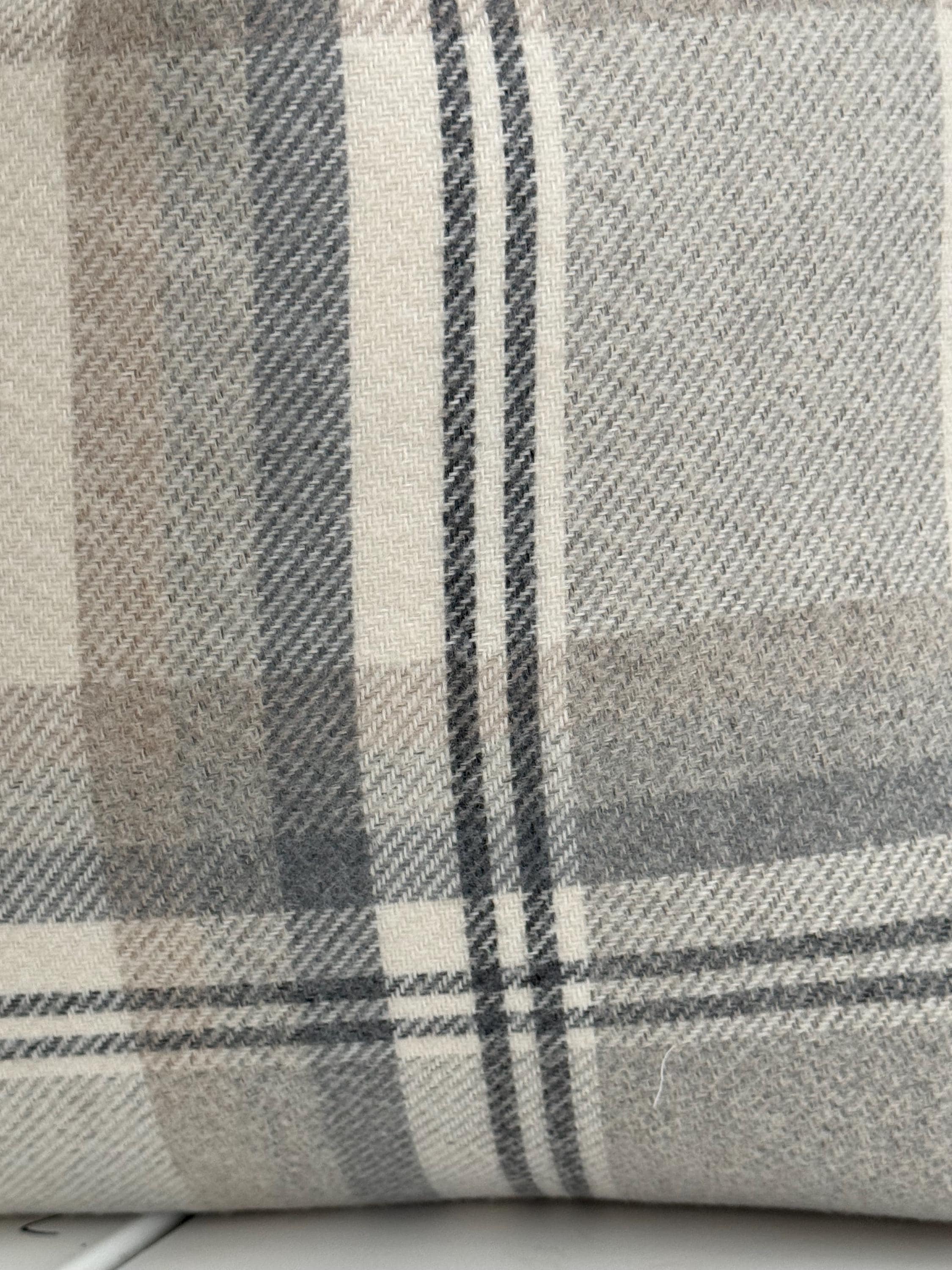 Neutral Plaid Pillow Cover, Gray Beige Farmhouse Cushion, Modern Rustic Decor