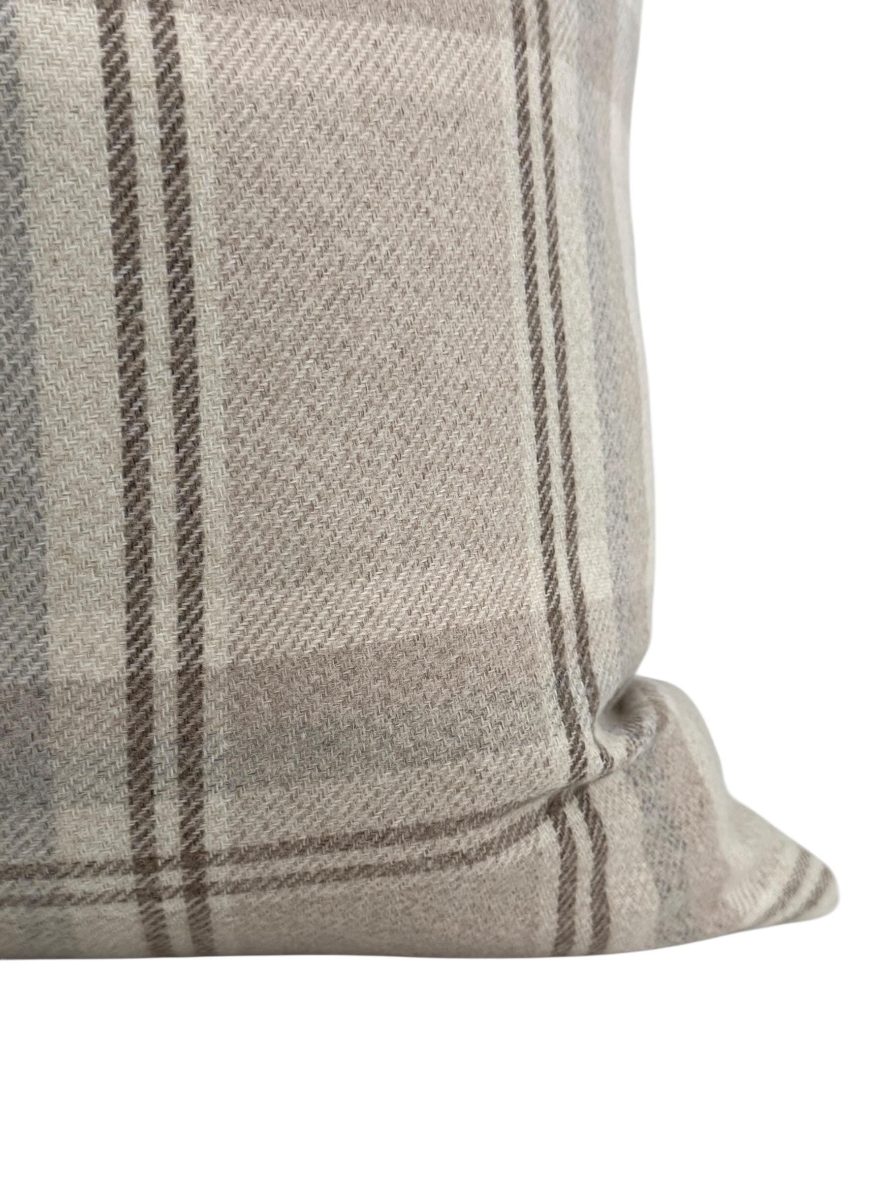 Taupe Plaid Pillow Cover, Neutral Throw Cushion, Farmhouse Modern Rustic Decor, Handmade USA