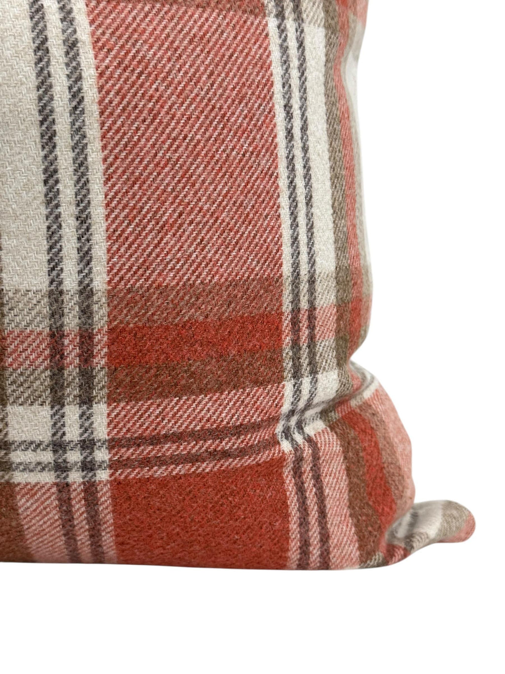Rust Plaid Pillow Cover, Farmhouse Throw Cushion, Beige Check Autumn Decor