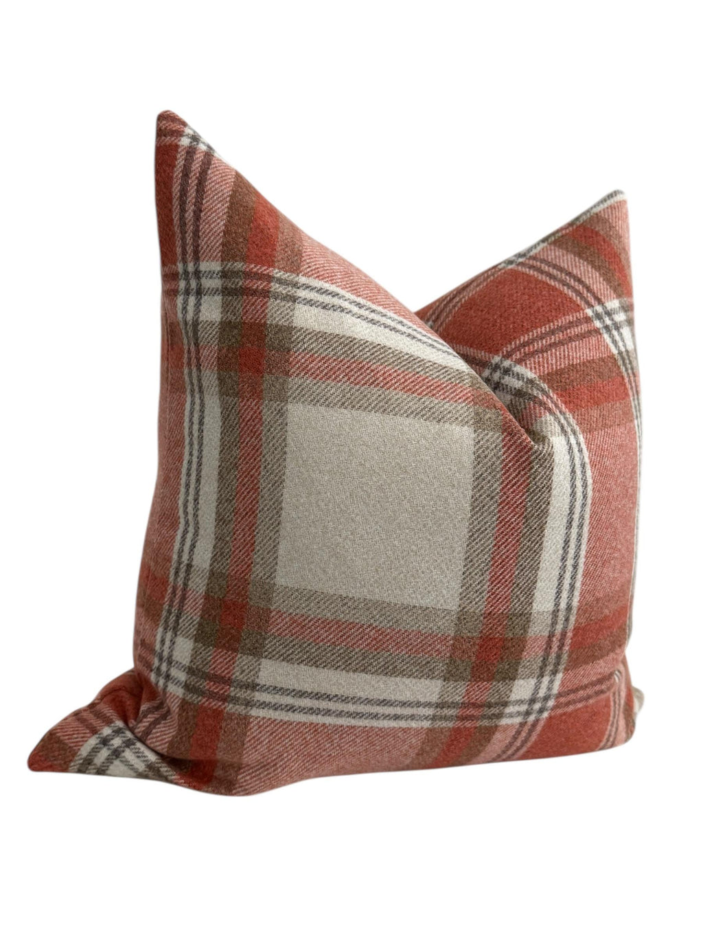 Rust Plaid Pillow Cover, Farmhouse Throw Cushion, Beige Check Autumn Decor