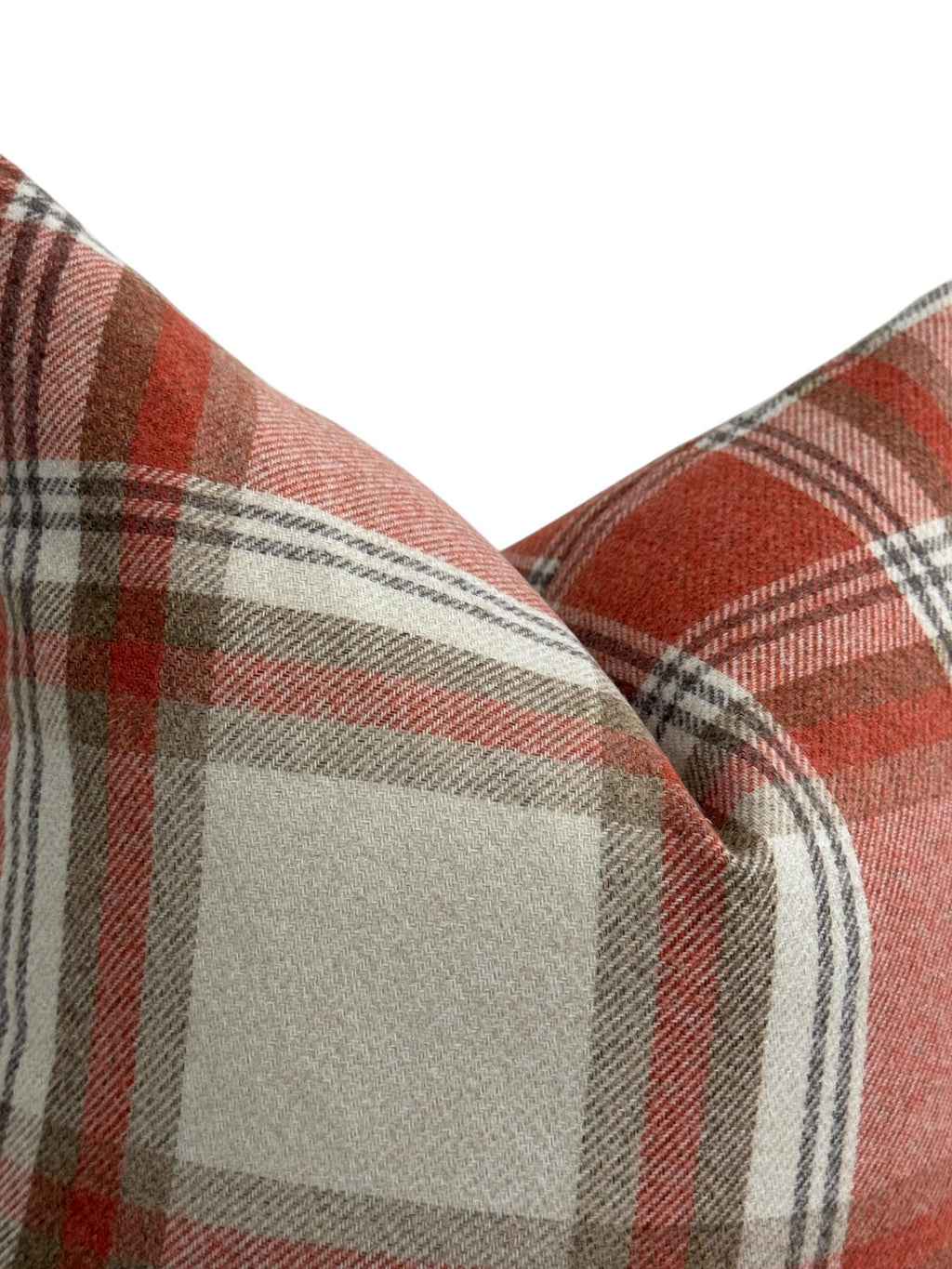 Rust Plaid Pillow Cover, Farmhouse Throw Cushion, Beige Check Autumn Decor