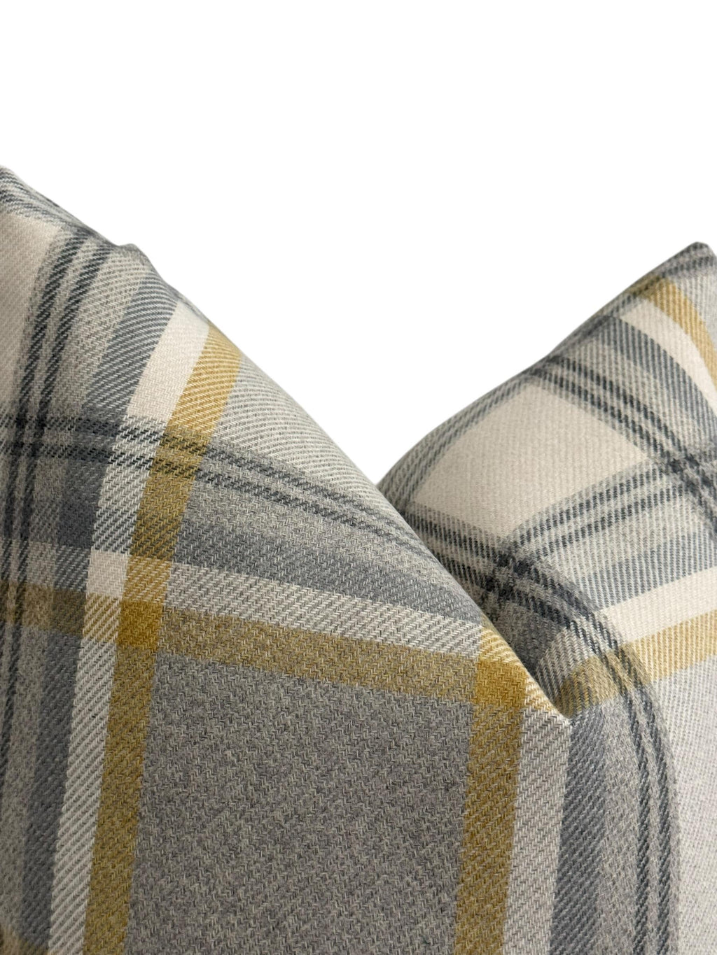 Gray Mustard Plaid Pillow Cover, Farmhouse Accent Cushion, Modern Rustic Decor
