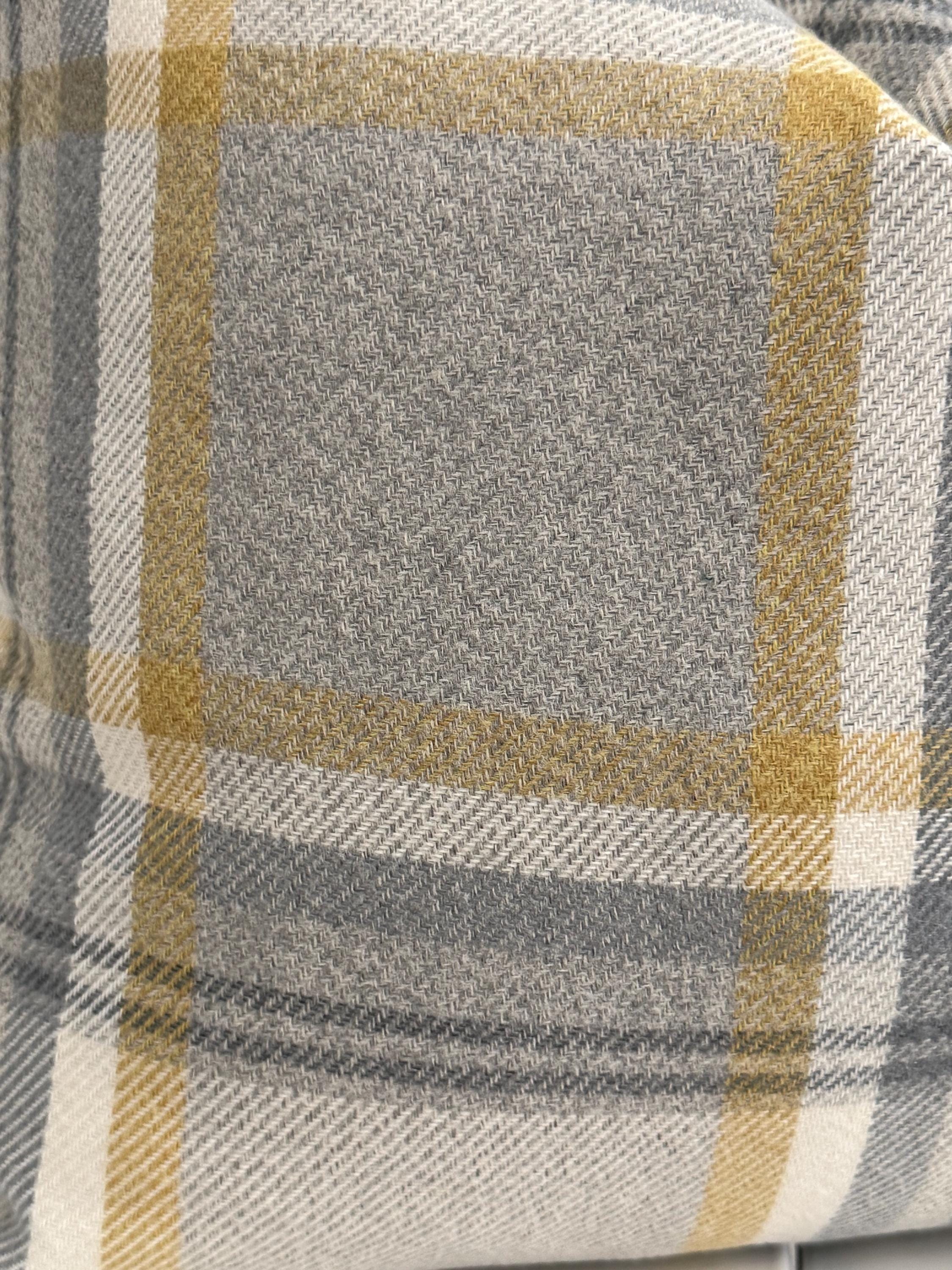 Gray Mustard Plaid Pillow Cover, Farmhouse Accent Cushion, Modern Rustic Decor