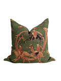 Equestrian Horse Rider Pillow Cover, Green Hunting Scene, English Country Decor
