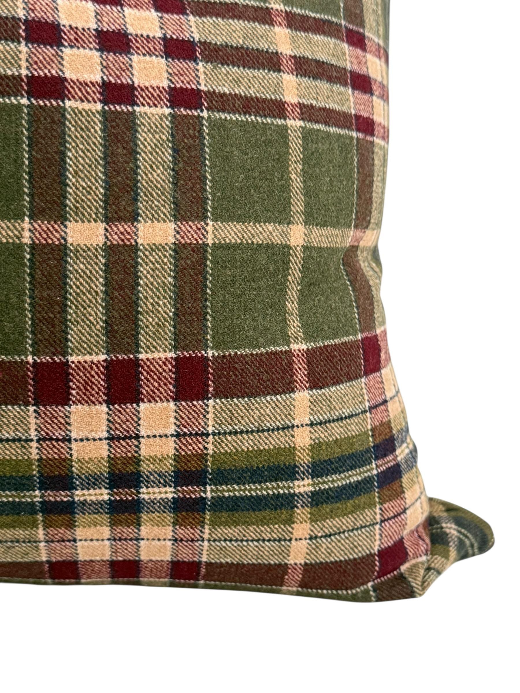 Green Red Plaid Pillow Cover, Tartan Lodge Cushion, Rustic Farmhouse Decor