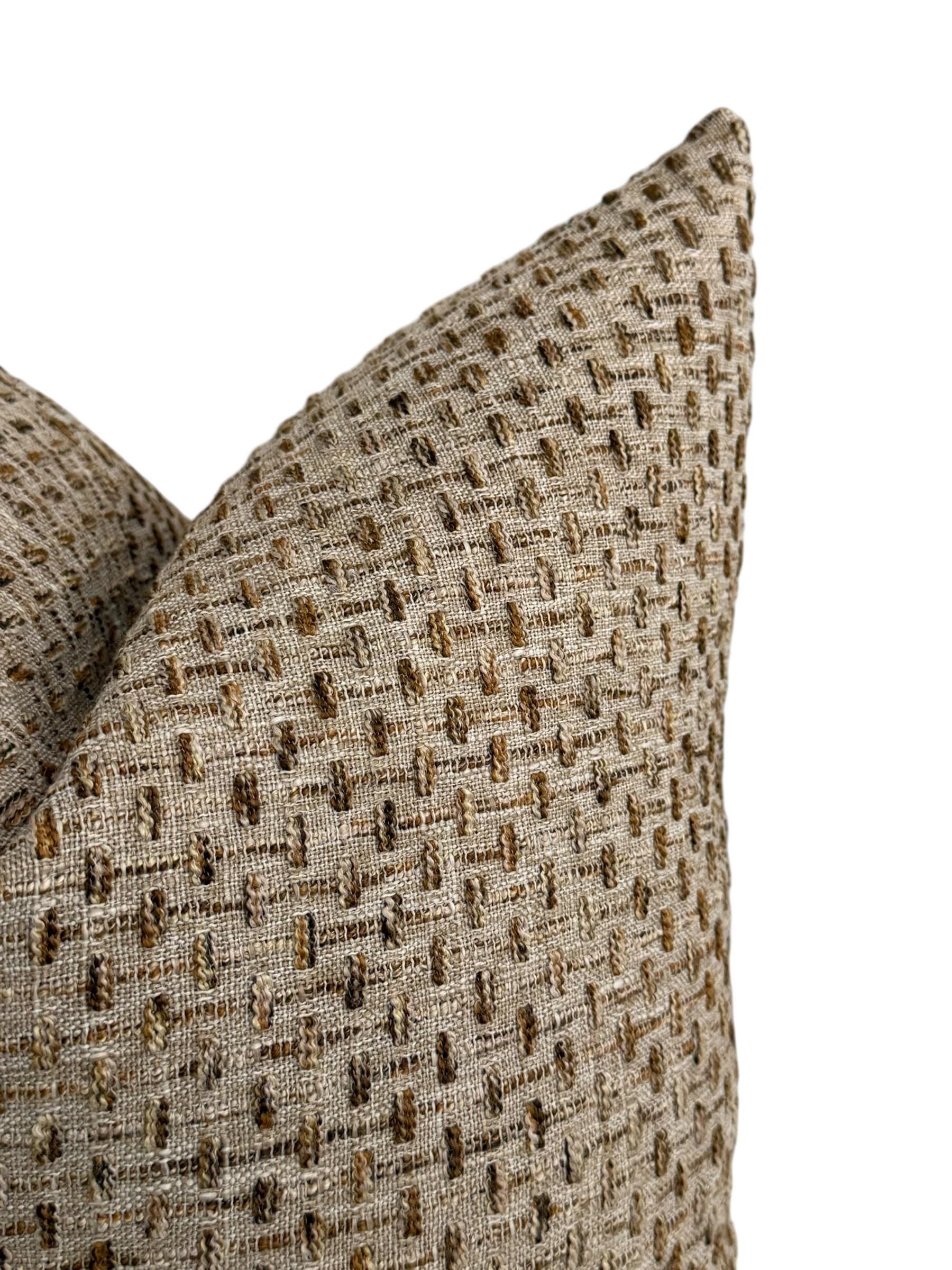 Beige Plaid Pillow Cover, Olive and Blue Check Cushion, Rustic Farmhouse Throw Pillow, Cozy Cabin Decor, Wool-Look Tartan Accent Pillow