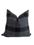 Beige Plaid Pillow Cover, Olive and Blue Check Cushion, Rustic Farmhouse Throw Pillow, Cozy Cabin Decor, Wool-Look Tartan Accent Pillow