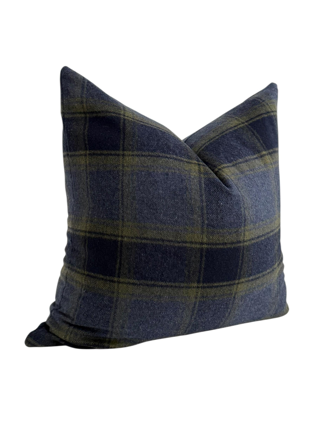 Beige Plaid Pillow Cover, Olive and Blue Check Cushion, Rustic Farmhouse Throw Pillow, Cozy Cabin Decor, Wool-Look Tartan Accent Pillow