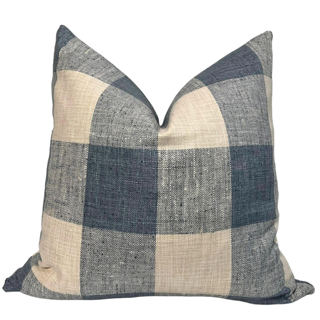 Blue and Beige Buffalo Check Pillow Cover, Farmhouse Decor