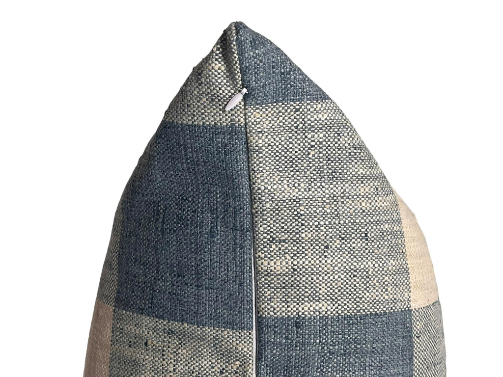 Blue and Beige Buffalo Check Pillow Cover, Farmhouse Decor