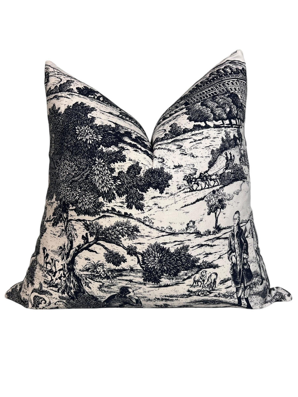 French Country Toile Pillow Cover, Vintage Farmhouse Throw Pillow